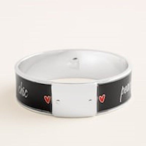 💍CHICO’S LUNA SILVER TONE “PEACE LOVE CHIC” CUFF BRACELET - Picture 5 of 6